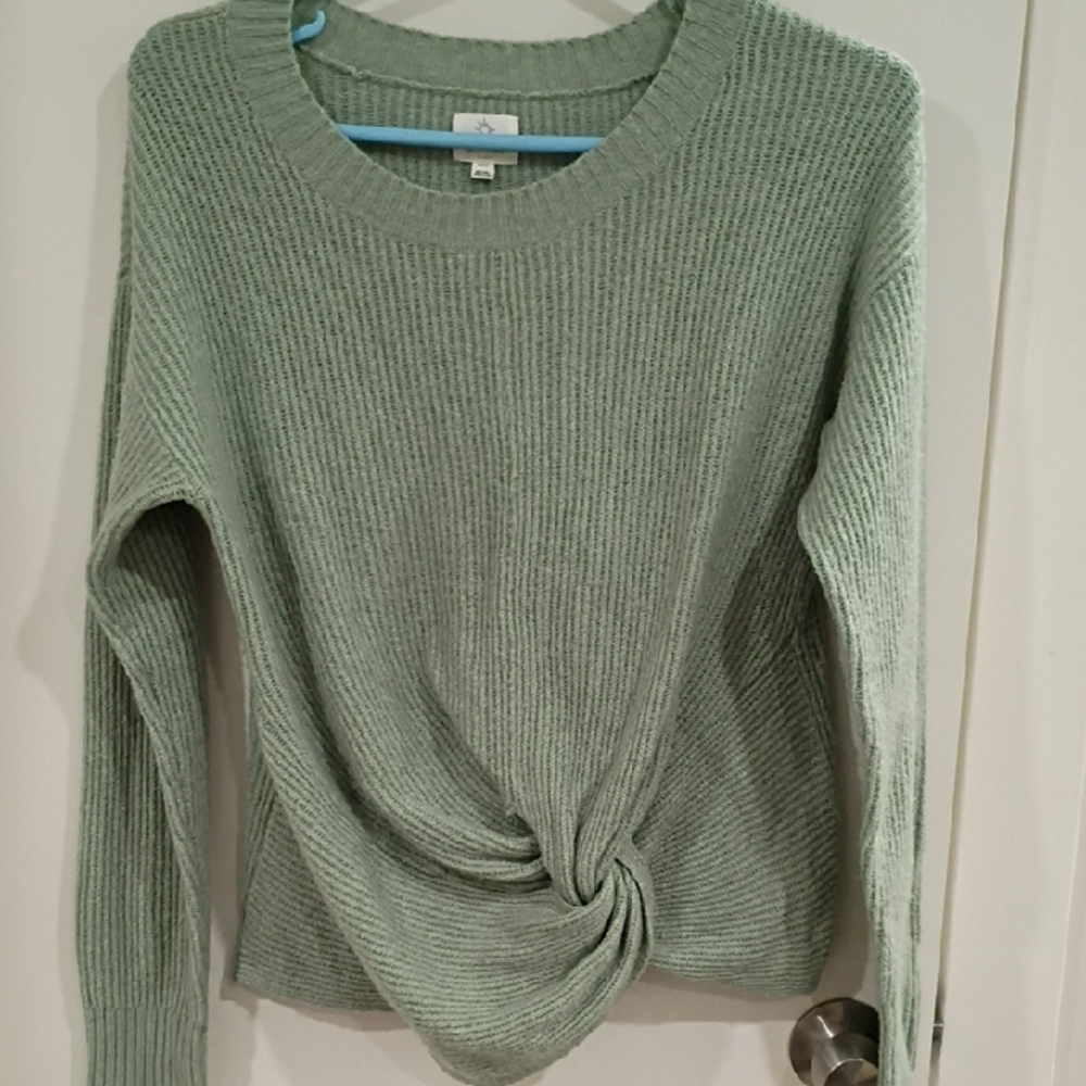 Aerie Sage Green Knotted Sweater